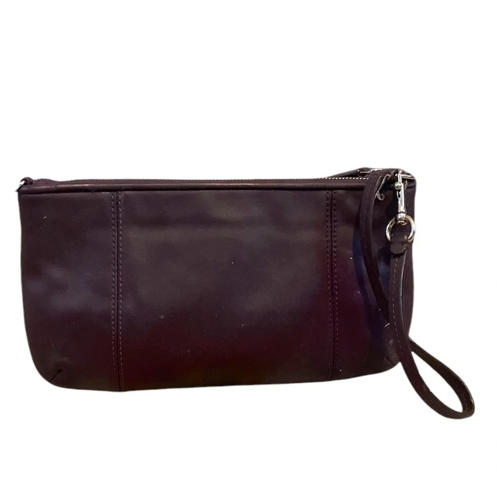 Coach Purple Grosgrain Leather Clutch Gold-Tone‎ Hardware Wrist Strap